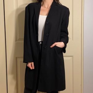 Gallery - long black three button blazer